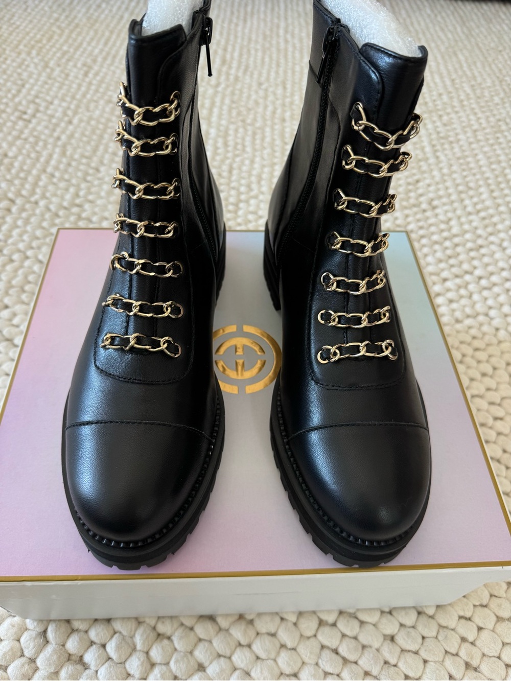 Cecelia New York Leather Combat Boots, Size 9.5